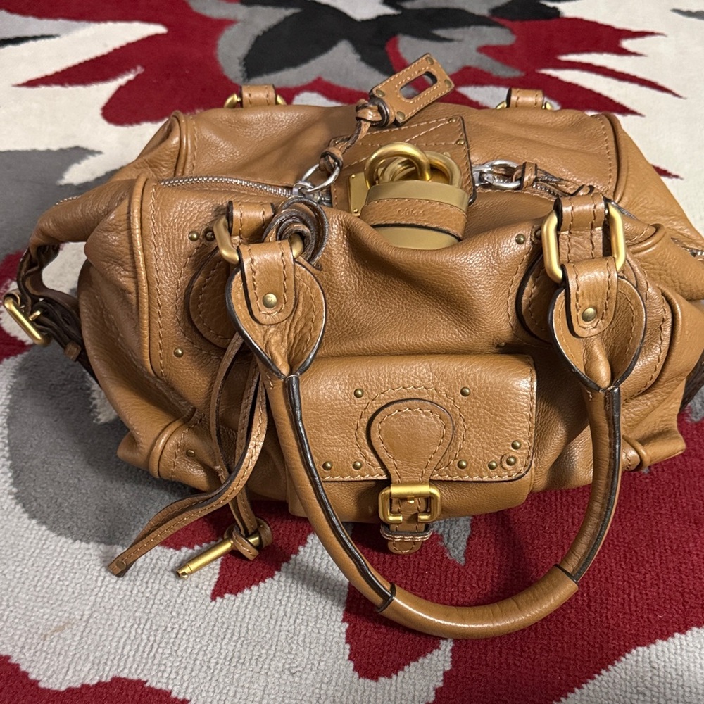 Chloe Tan Leather Satchel with Gold Hardware - Picture 1 of 14